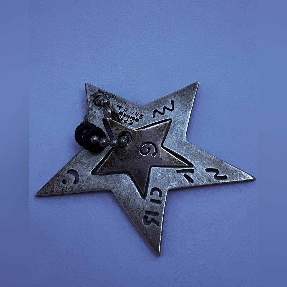 925 pendant open star tribal marked  TR-145 Silver double Pendant 2” 13 grams - Picture 7 of 9